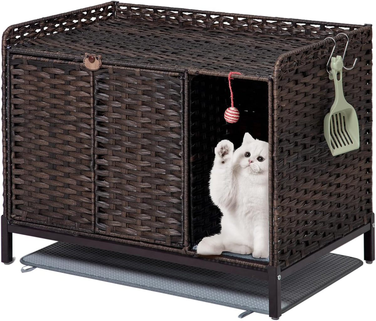 setvson cat litter box enclosure furniture with divider, main product view