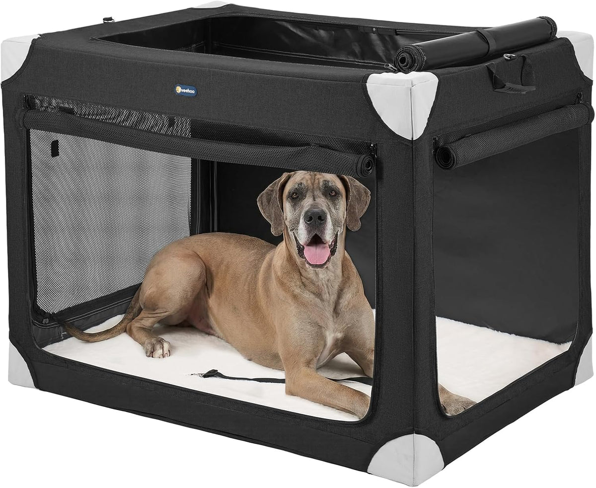veehoo 48" collapsible dog travel crates portable dog, main product view
