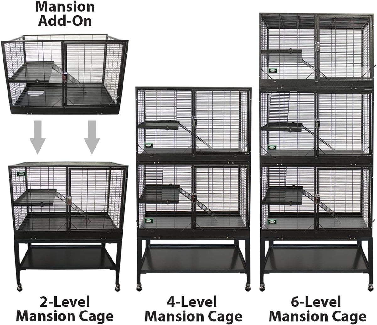 durable all-metal mansion cage (add-on ii) for chinchillas, close-up detail