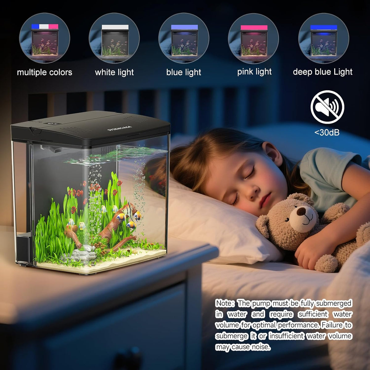 1 gallon acrylic fish tank kit for kids, side view