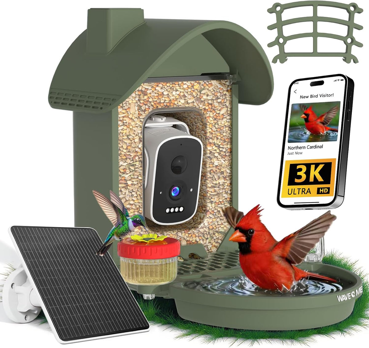 3k smart bird feeder with camera, ai bird, main product view