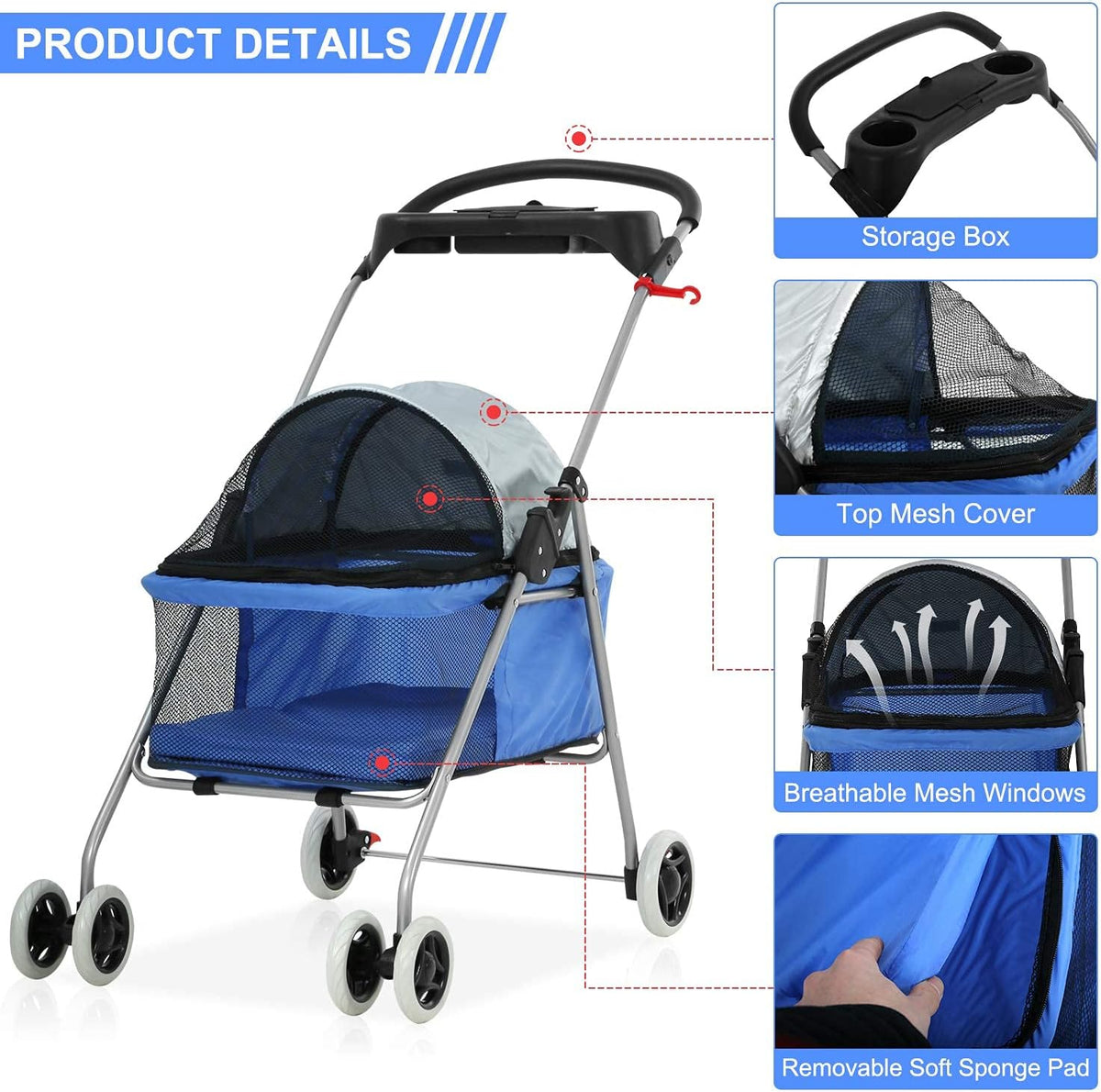 meet perfect pet stroller for small/medium dogs &, side view