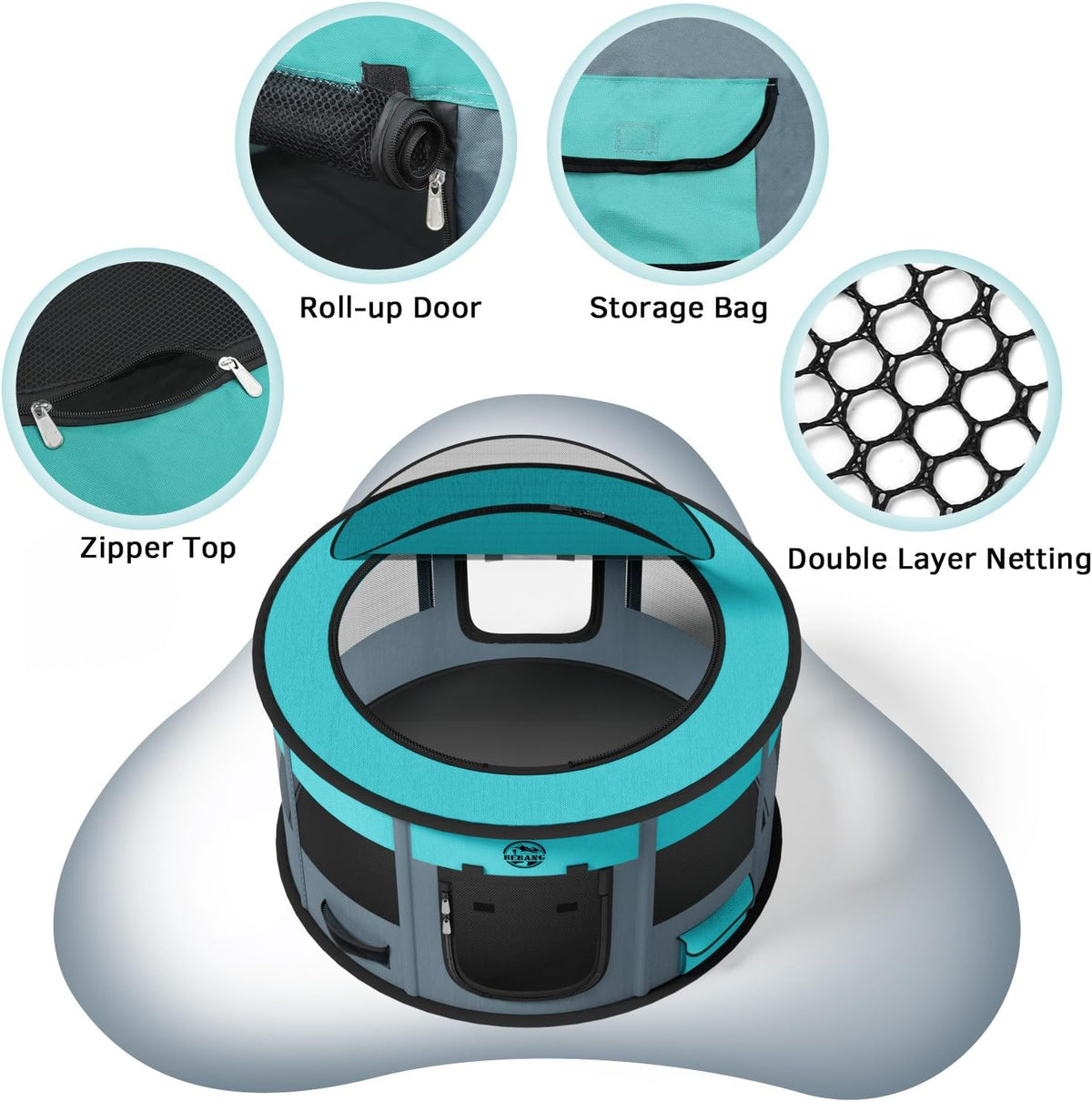 dog playpen for puppies and cats: foldable pet, side view