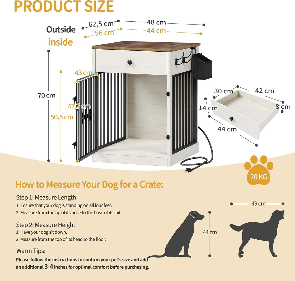 hzuaneri 24.6 in dog crate furniture with storage shown in use