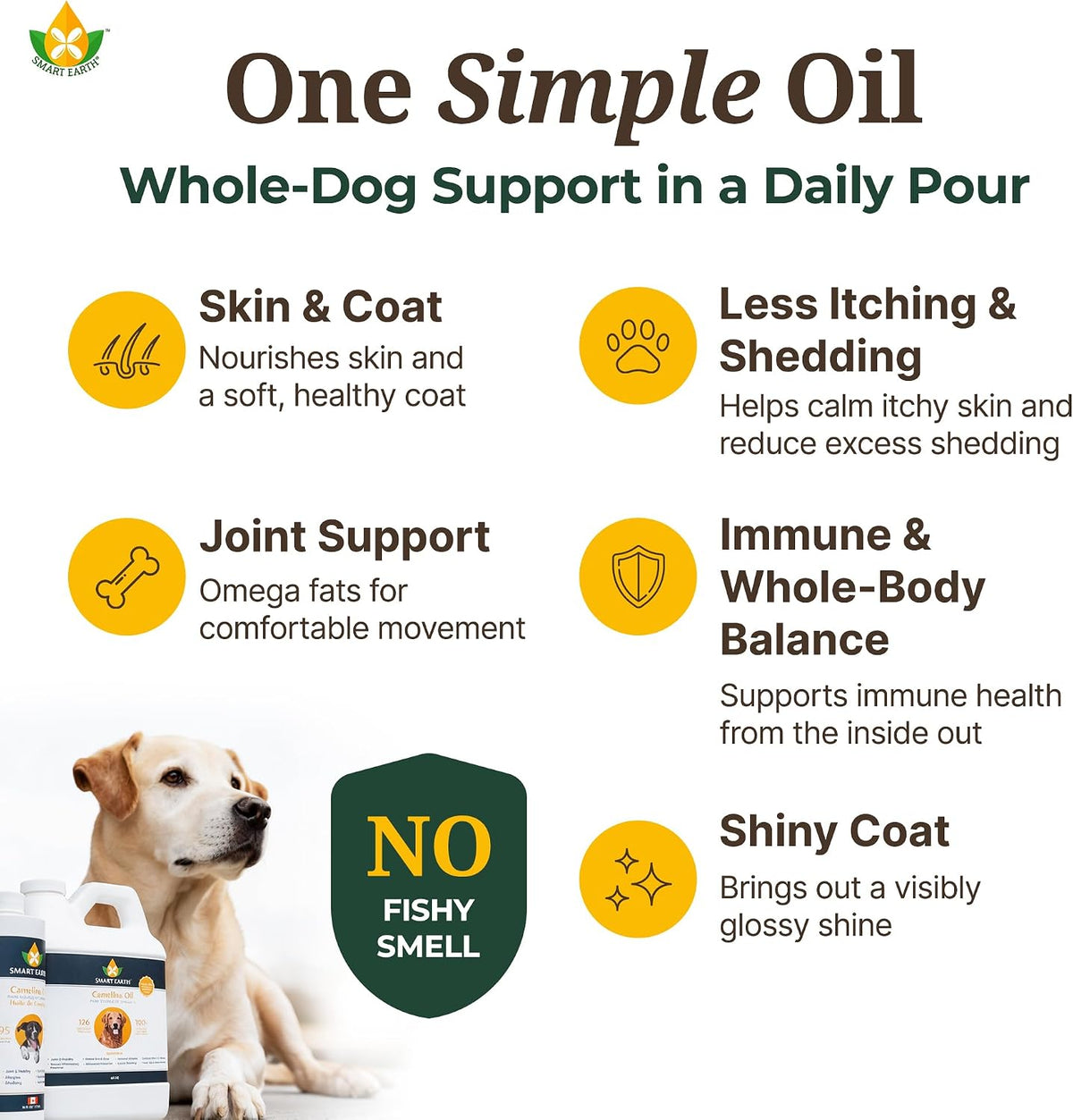 smart earth camelina oil for dogs - omega, side view