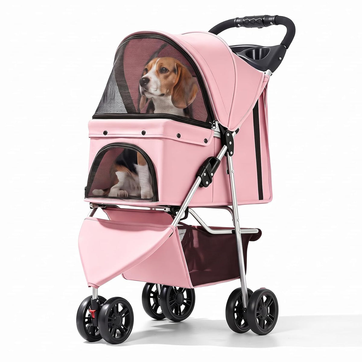 pet stroller for small medium cats dogs, 3-wheel, main product view