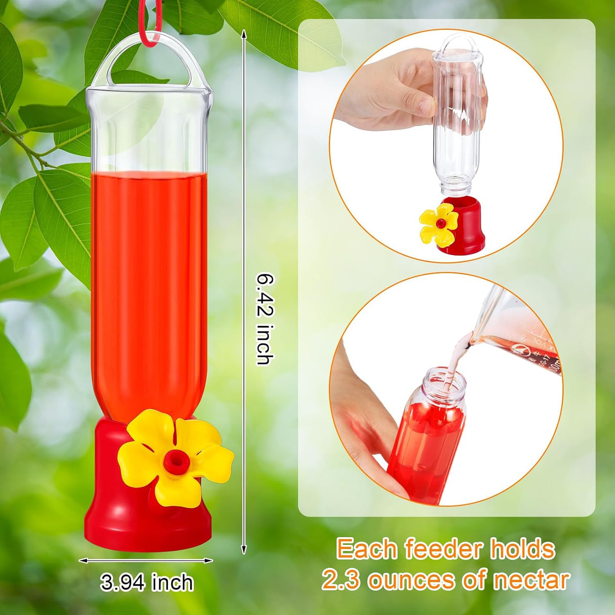 sunnyray 20 pcs small plastic hummingbird feeder for, close-up detail