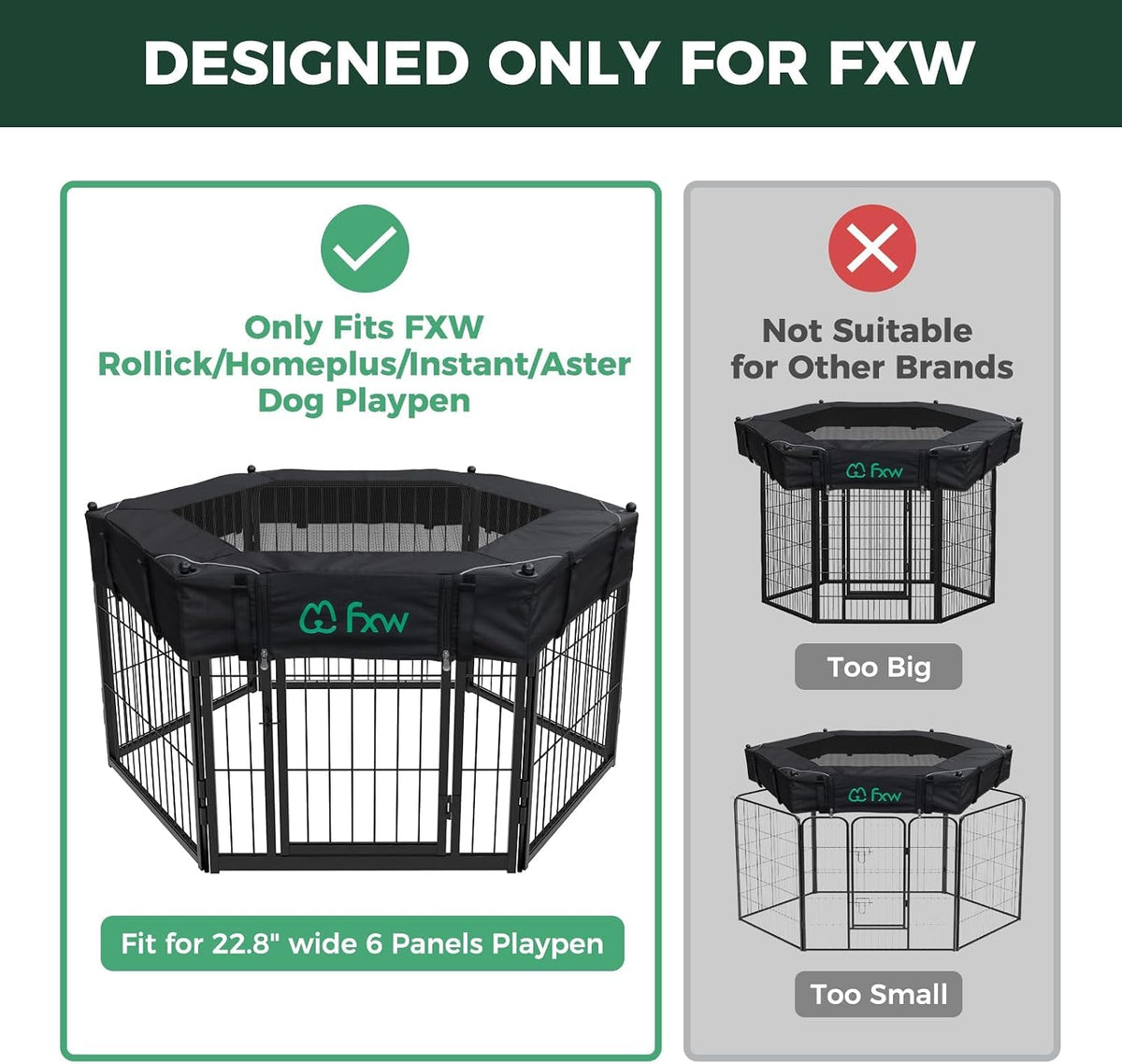 fxw mesh top cover for 24" h 6-panel shown in use