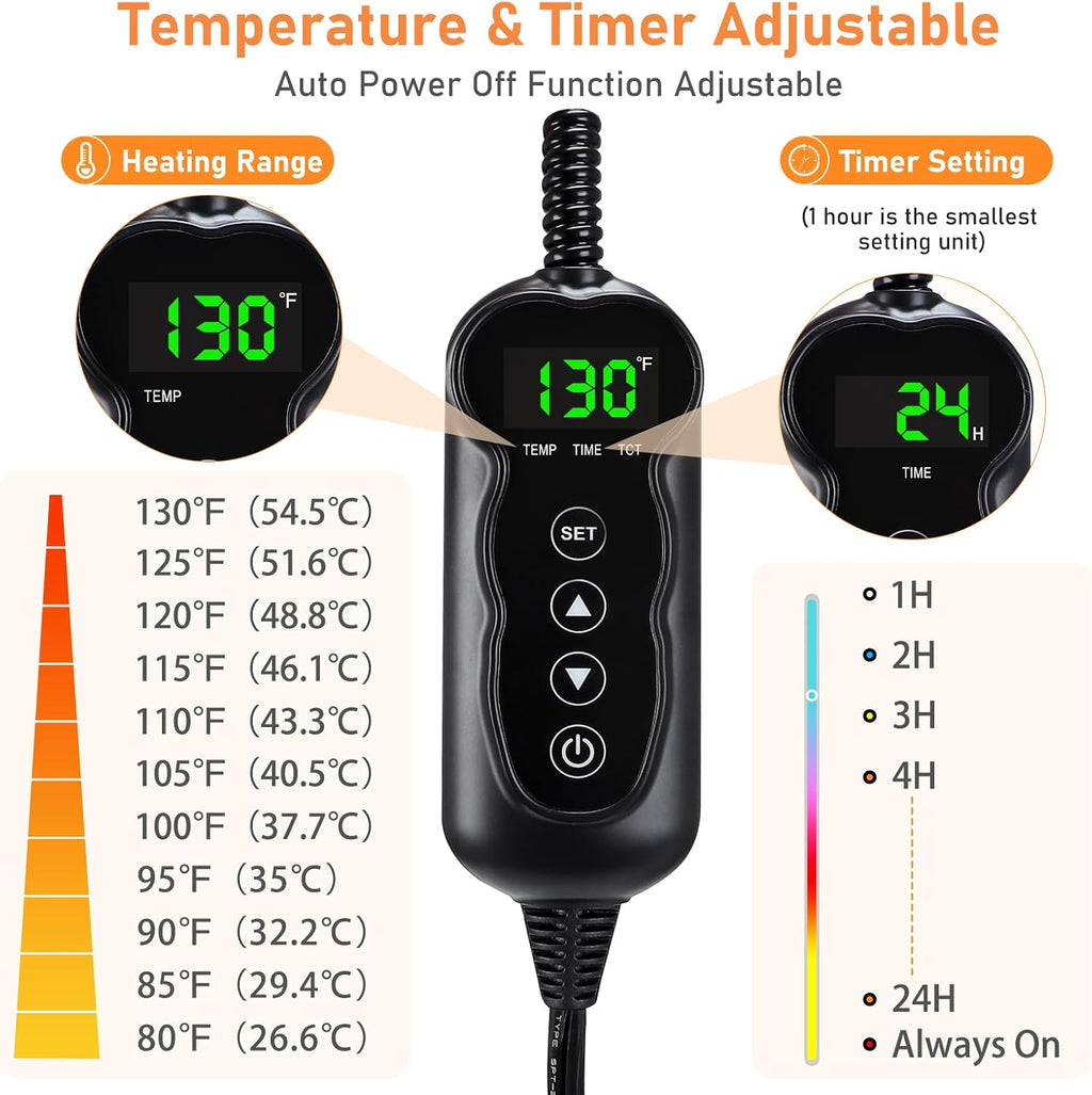 invenho heated dog bed, waterproof adjustable temperature dog, side view