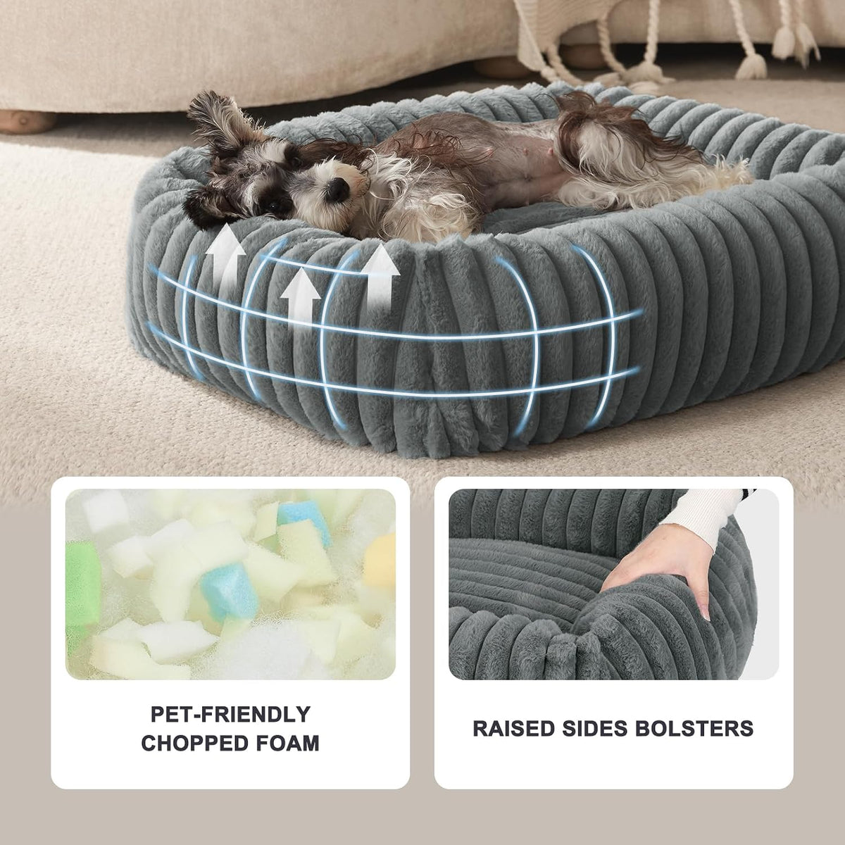 furtime dog bed for small medium dog, washable shown in use
