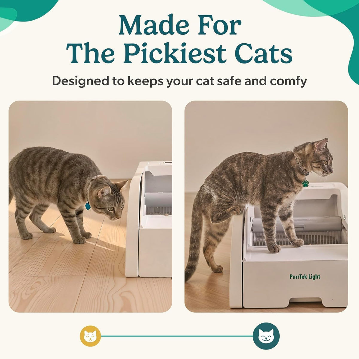 petcove purrtek light open top automatic litter box showing dimensions
