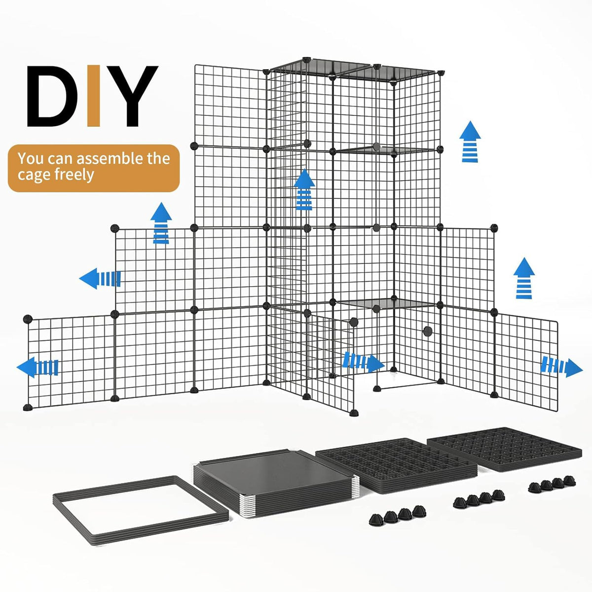 oneluck 55 inch catio outdoor cat enclosure with showing dimensions