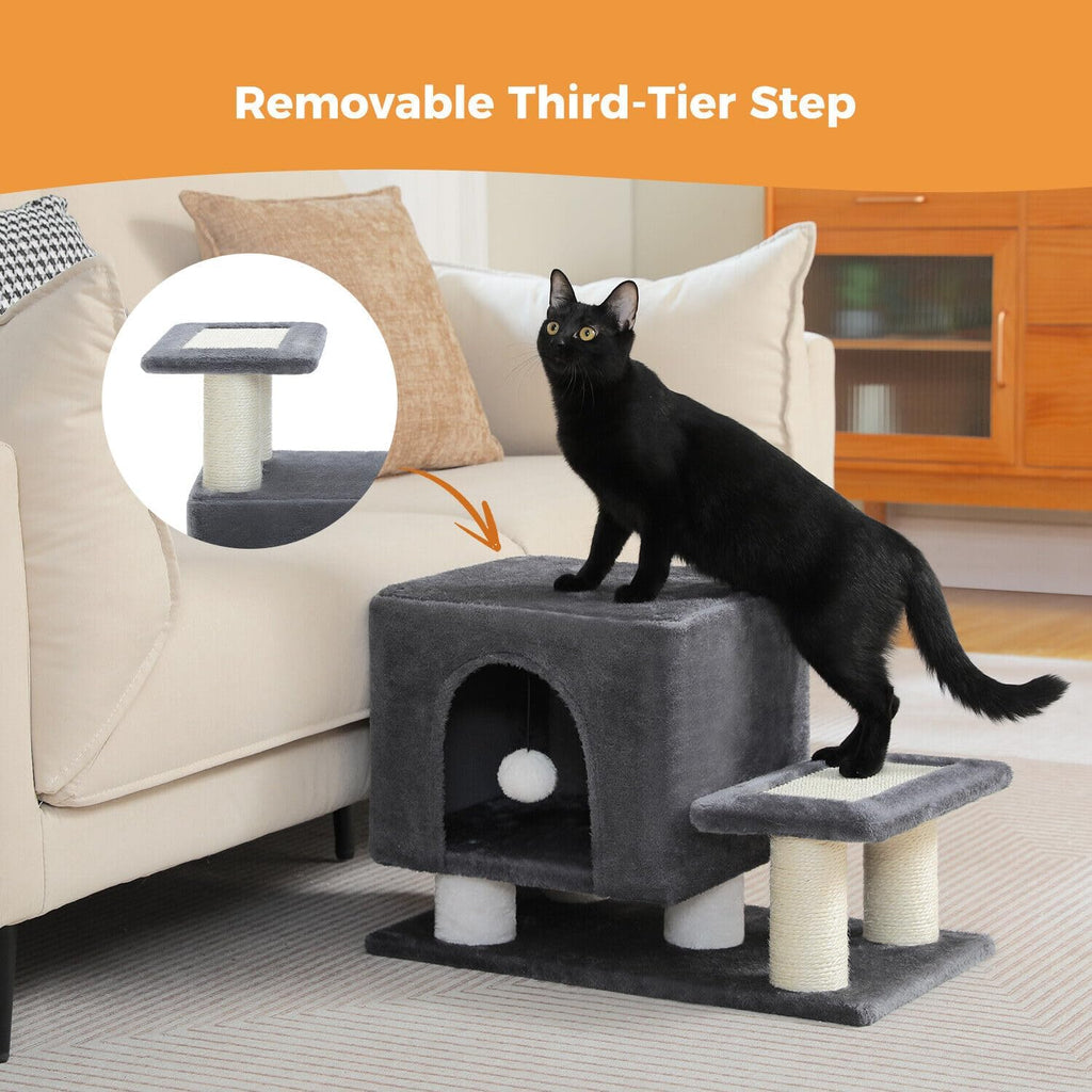 3-in-1 cat stairs with scratching post & condo, package contents