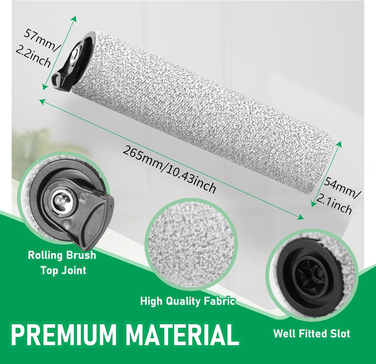replacement roller brush & hepa filters for tineco, side view