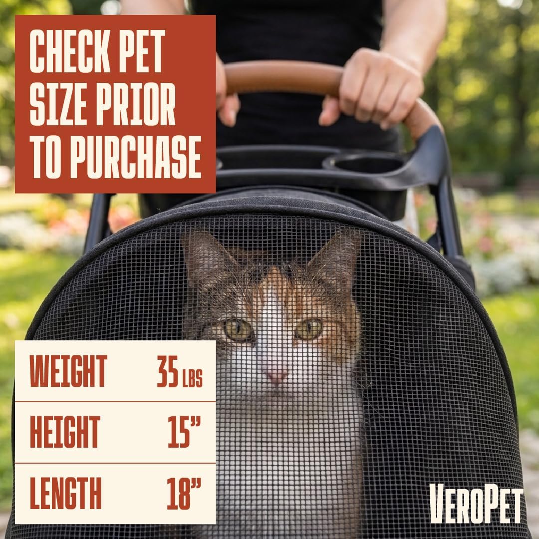 pet stroller for small dogs & cats, foldable, side view
