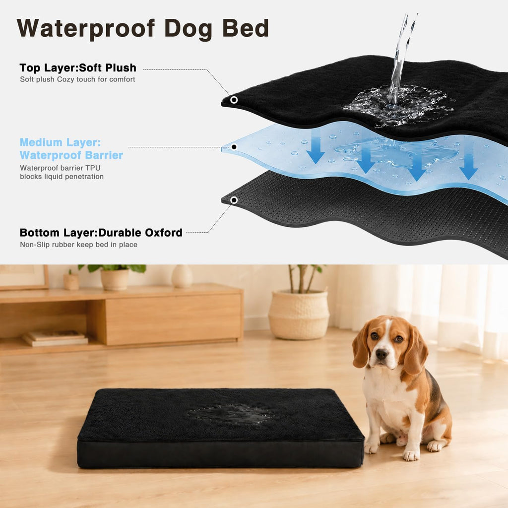 nupida waterproof xl dog bed for crate with, side view