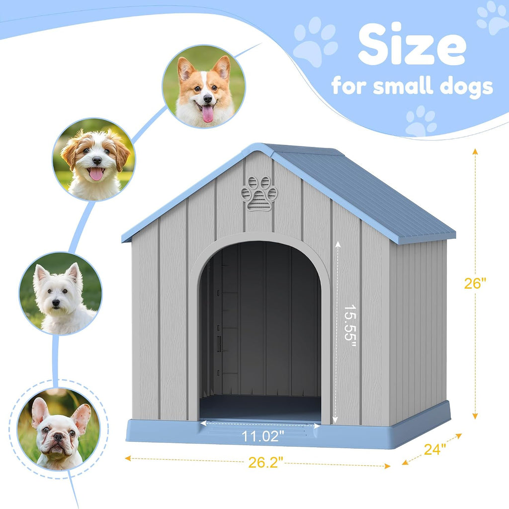fancyango dog house outdoor indoor for small medium shown in use