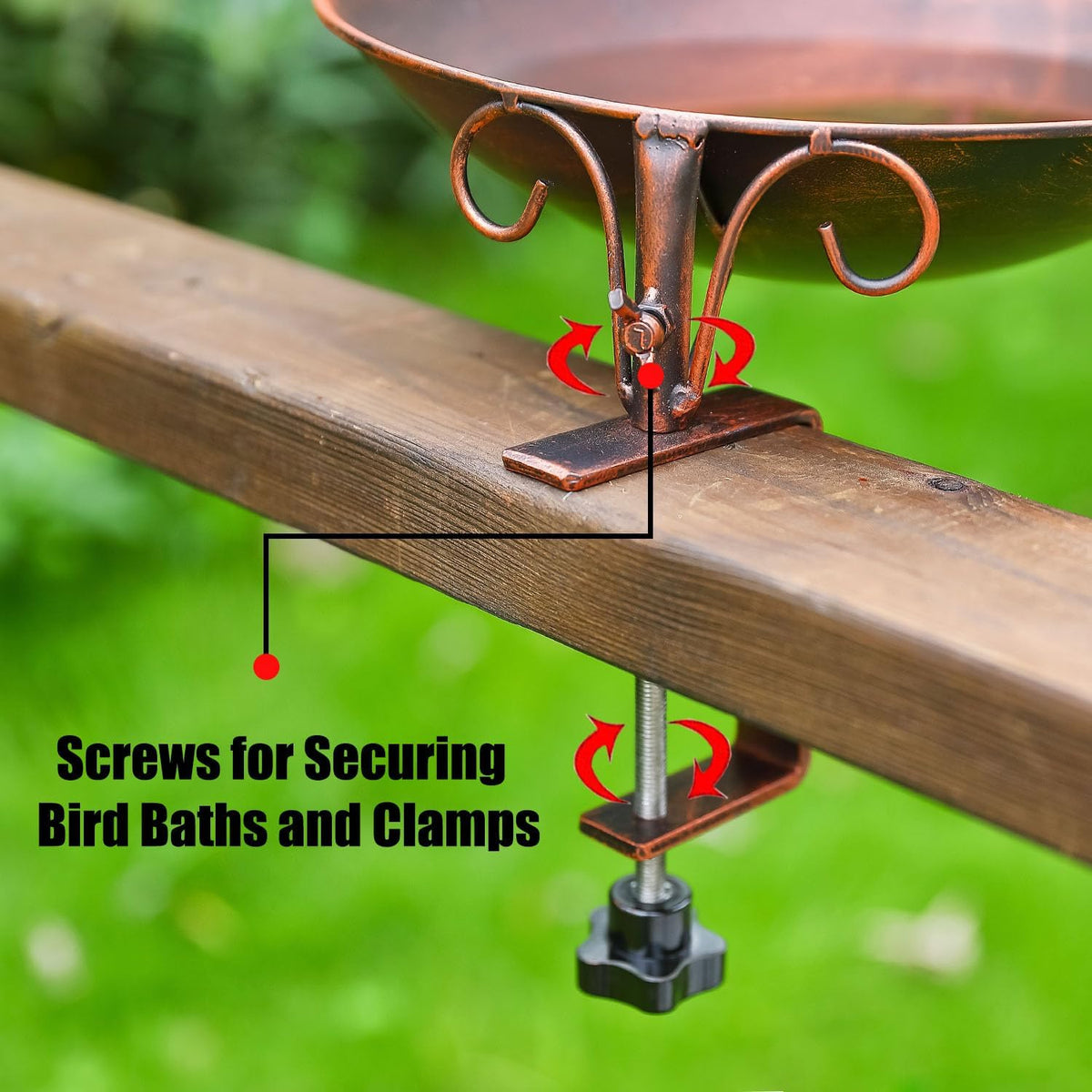deck mounted bird bath and feeder for balcony, side view