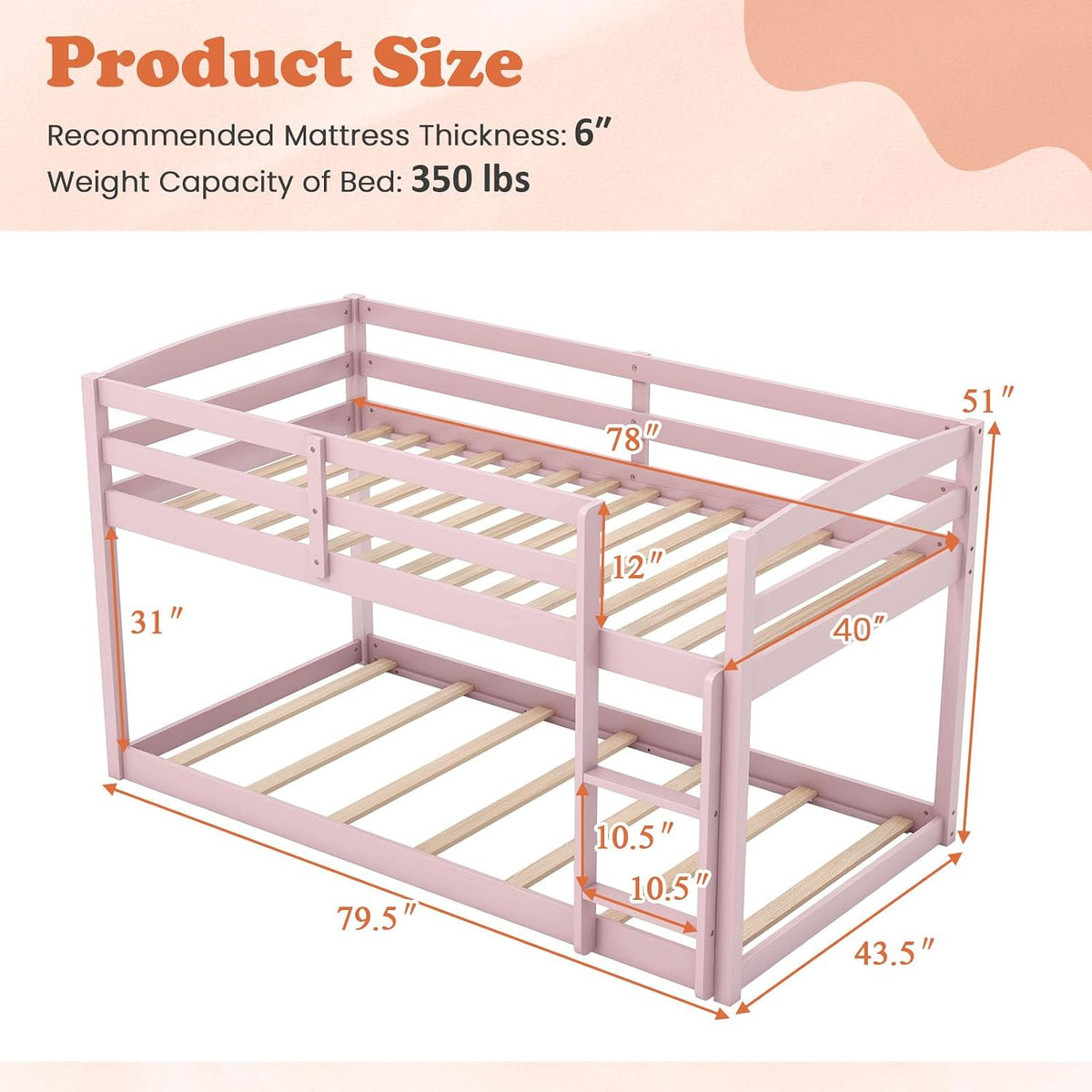 mat expert bunk bed twin over twin, low shown in use