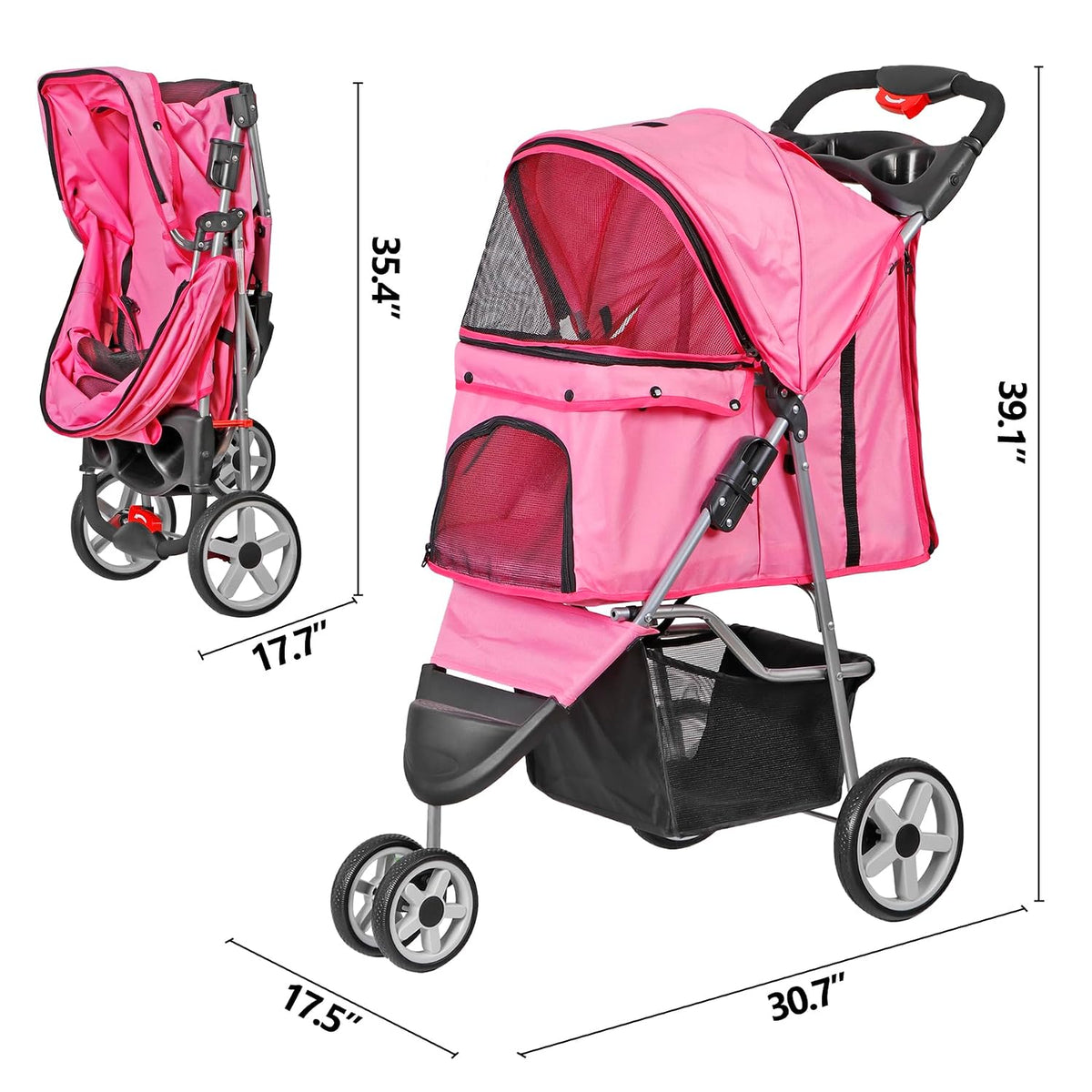 foldable pet stroller for cats and dogs 3 on a desk or shelf
