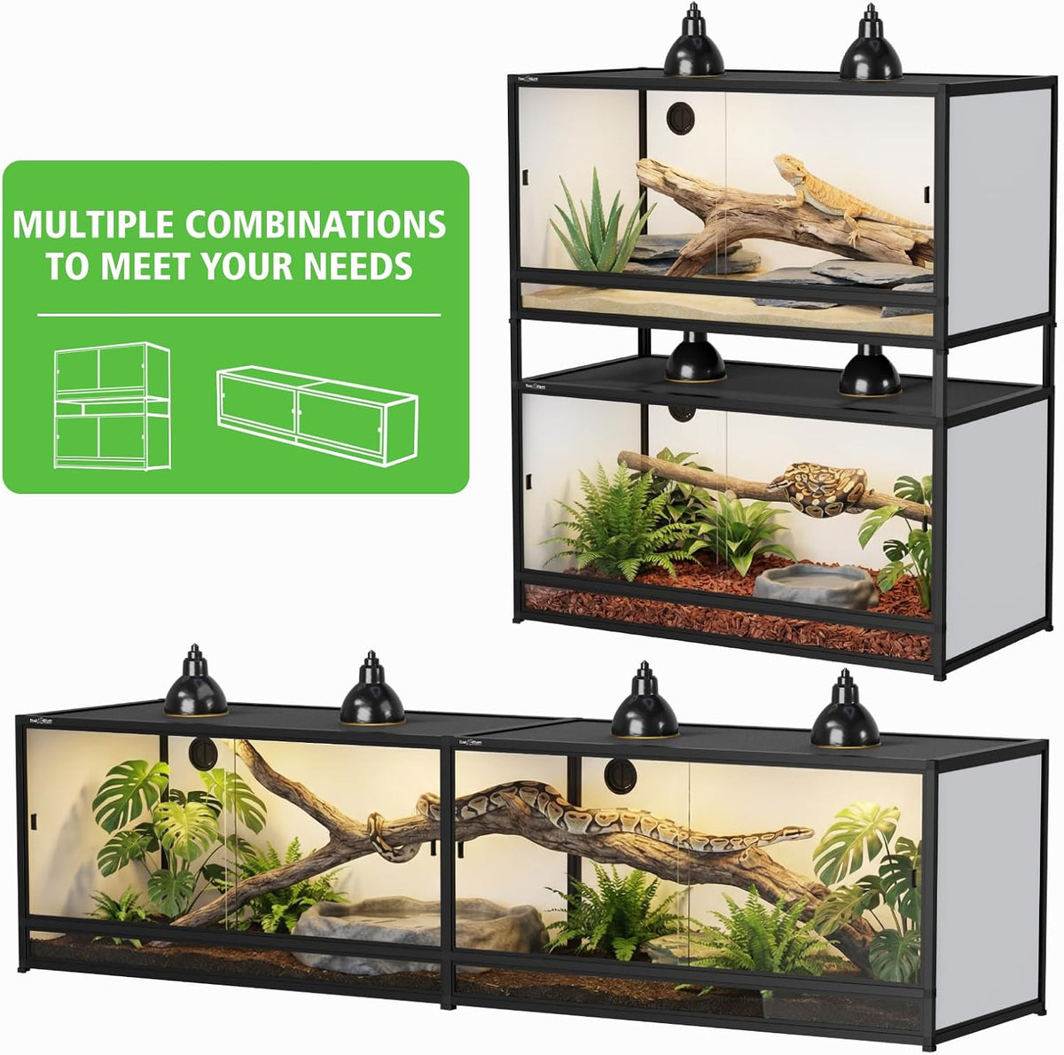 120 gallon pvc reptile enclosure 48"x24"x24" – large, side view