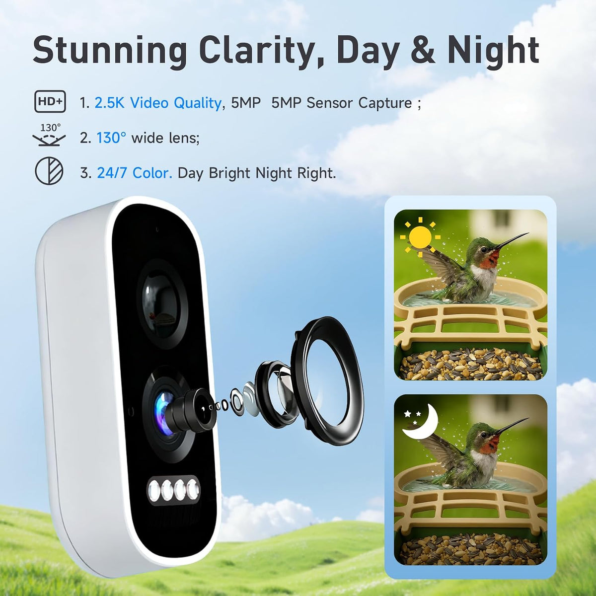 chirpingpal™ ai smart bird feeder with camera | showing dimensions