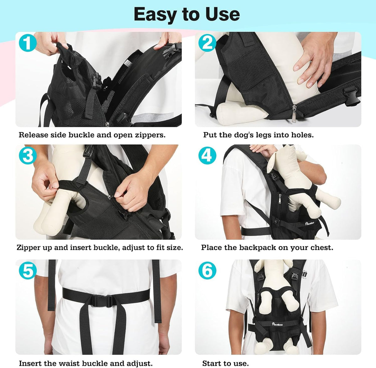 pawaboo pet front carrier backpacks for small medium, close-up detail