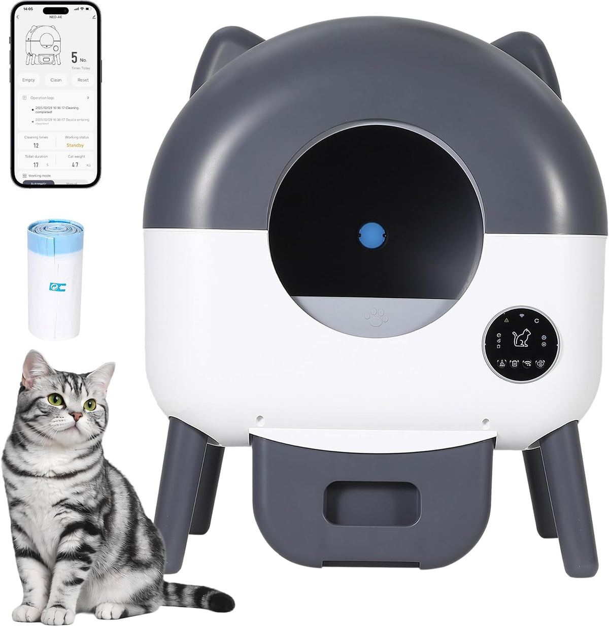 self-cleaning cat litter box, 76l large capacity automatic, main product view