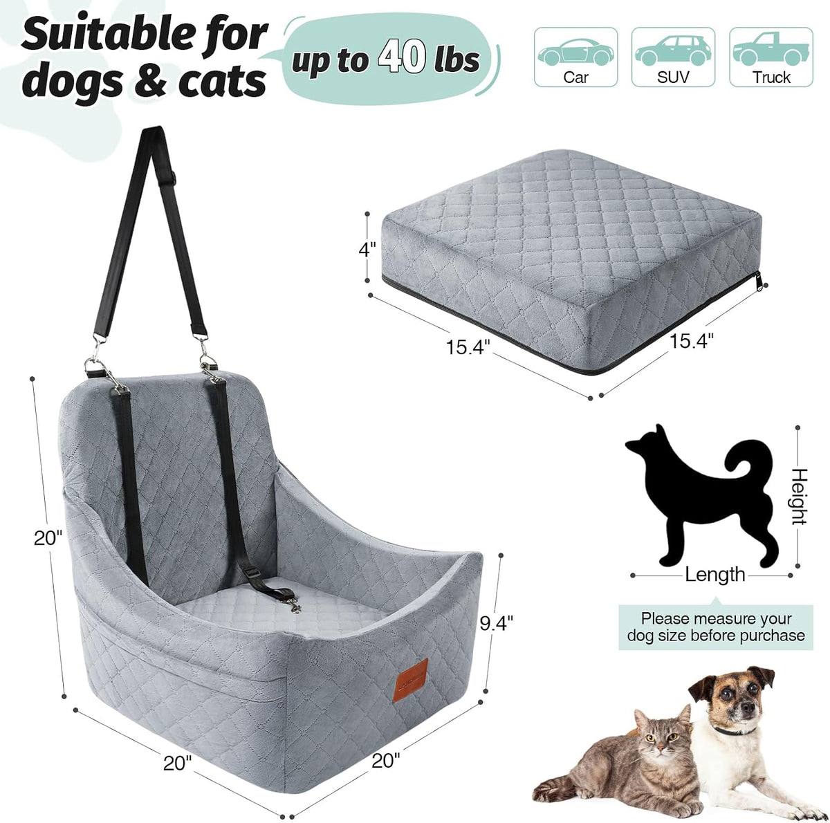 lealchum dog car seat for medium dogs up shown in use