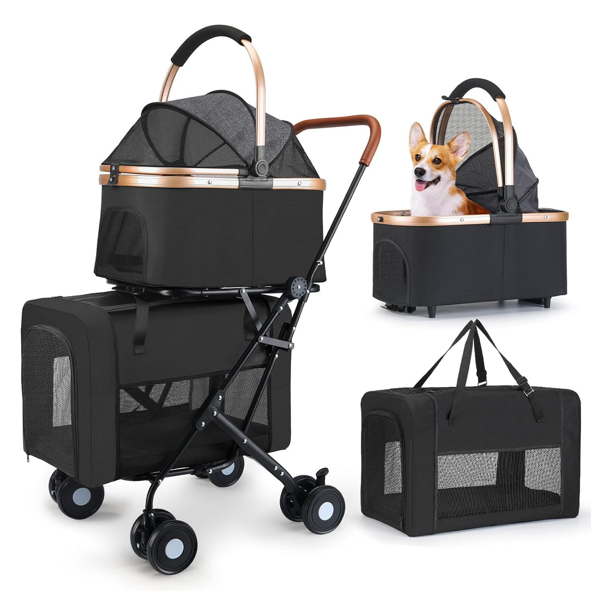double pet stroller for small medium dogs, main product view