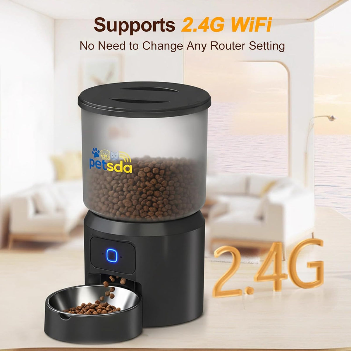 automatic cat feeders 4l timed dry food dispenser, close-up detail