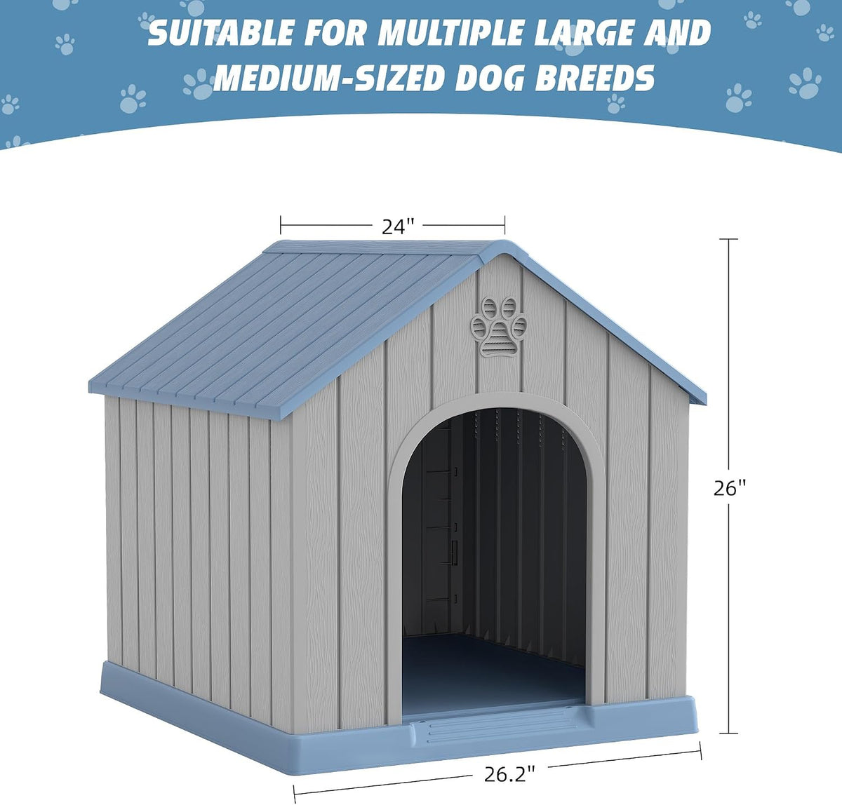 fancyango small plastic dog house for outdoor indoor, close-up detail