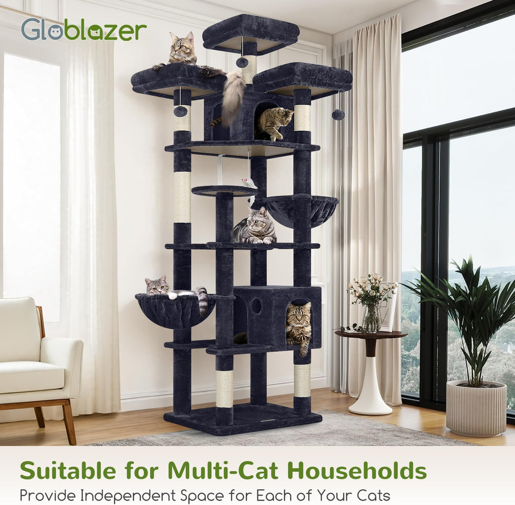 globlazer cat tree tower for multiple adult cats, front angle view