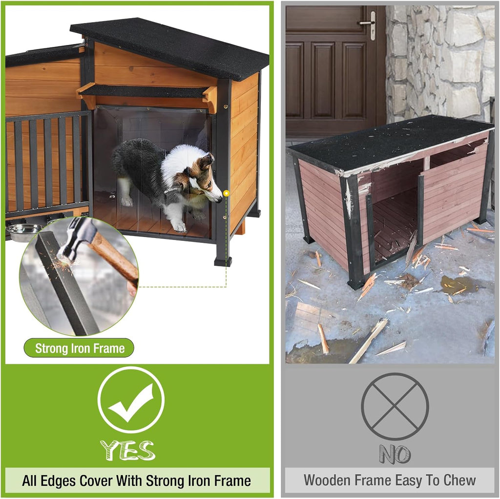 gutinneen dog house outdoor dog kennel with chew-proof, side view