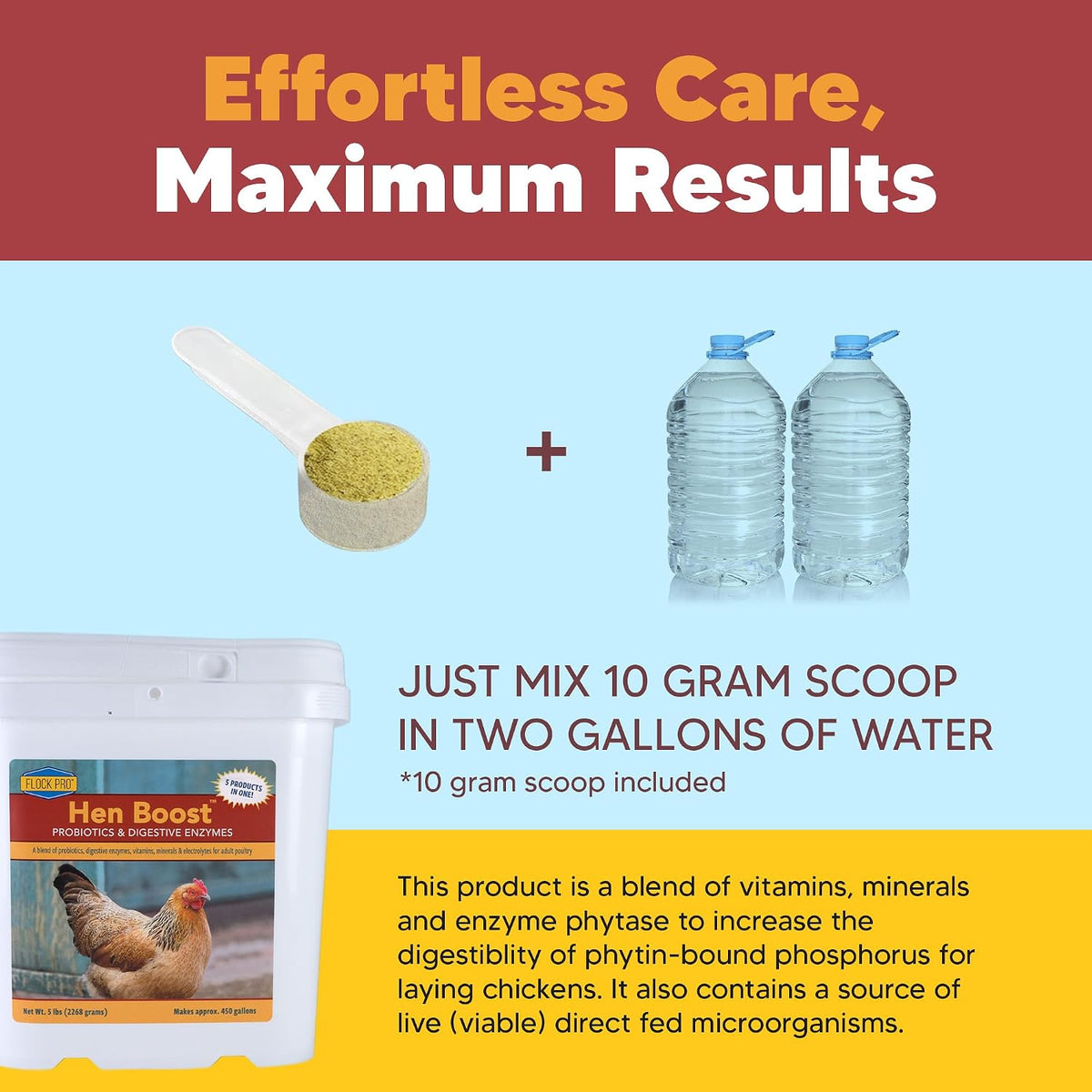 flock pro hen boost - digestive supplement for showing dimensions