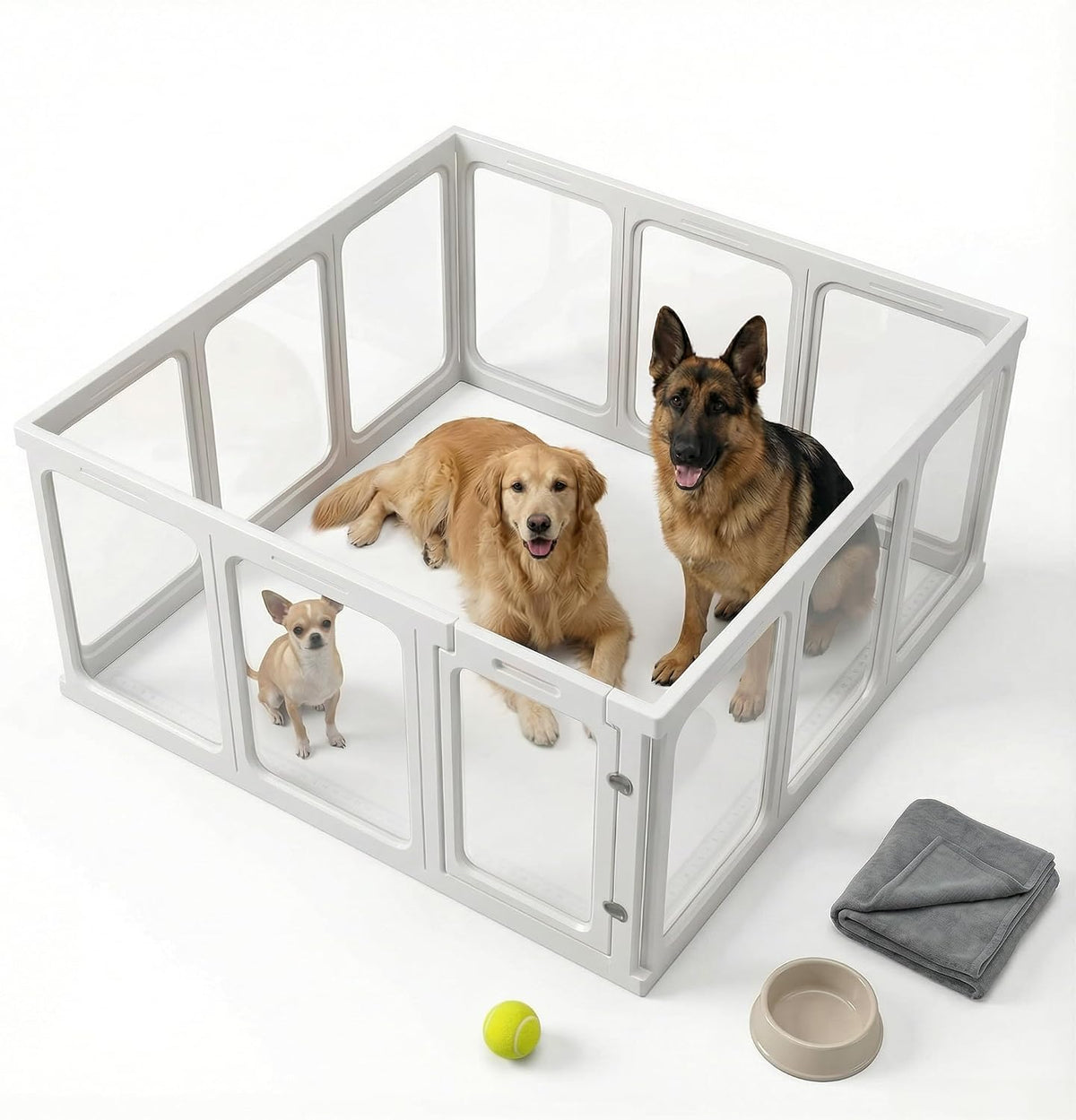 clear acrylic plastic dog playpen, 23.6“ h lightweight, main product view