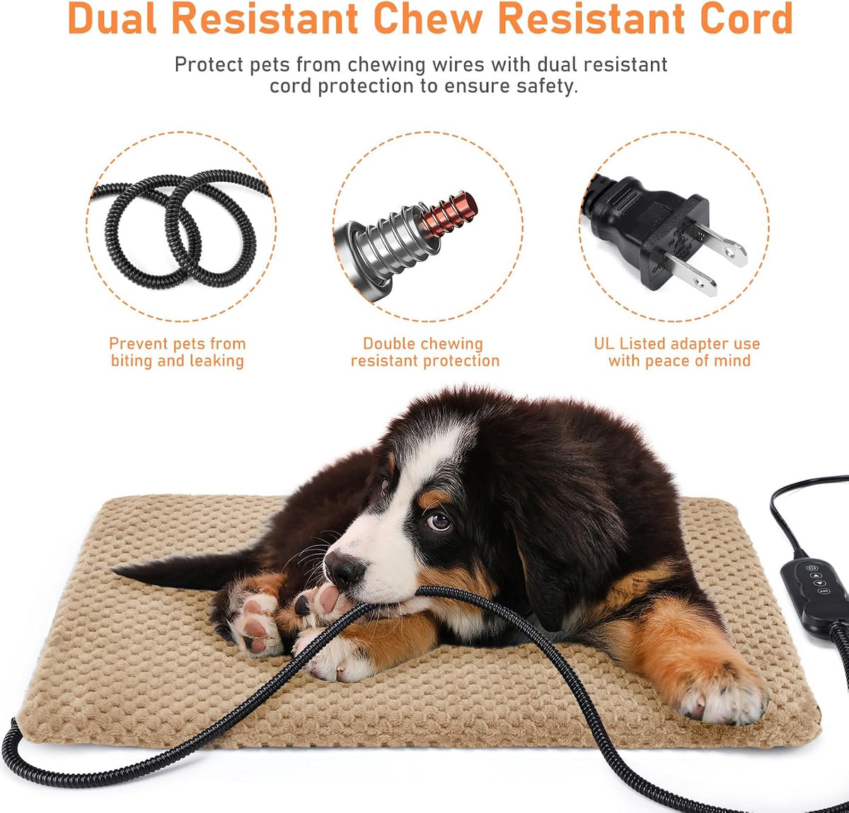 invenho heated dog bed, waterproof adjustable temperature dog, close-up detail