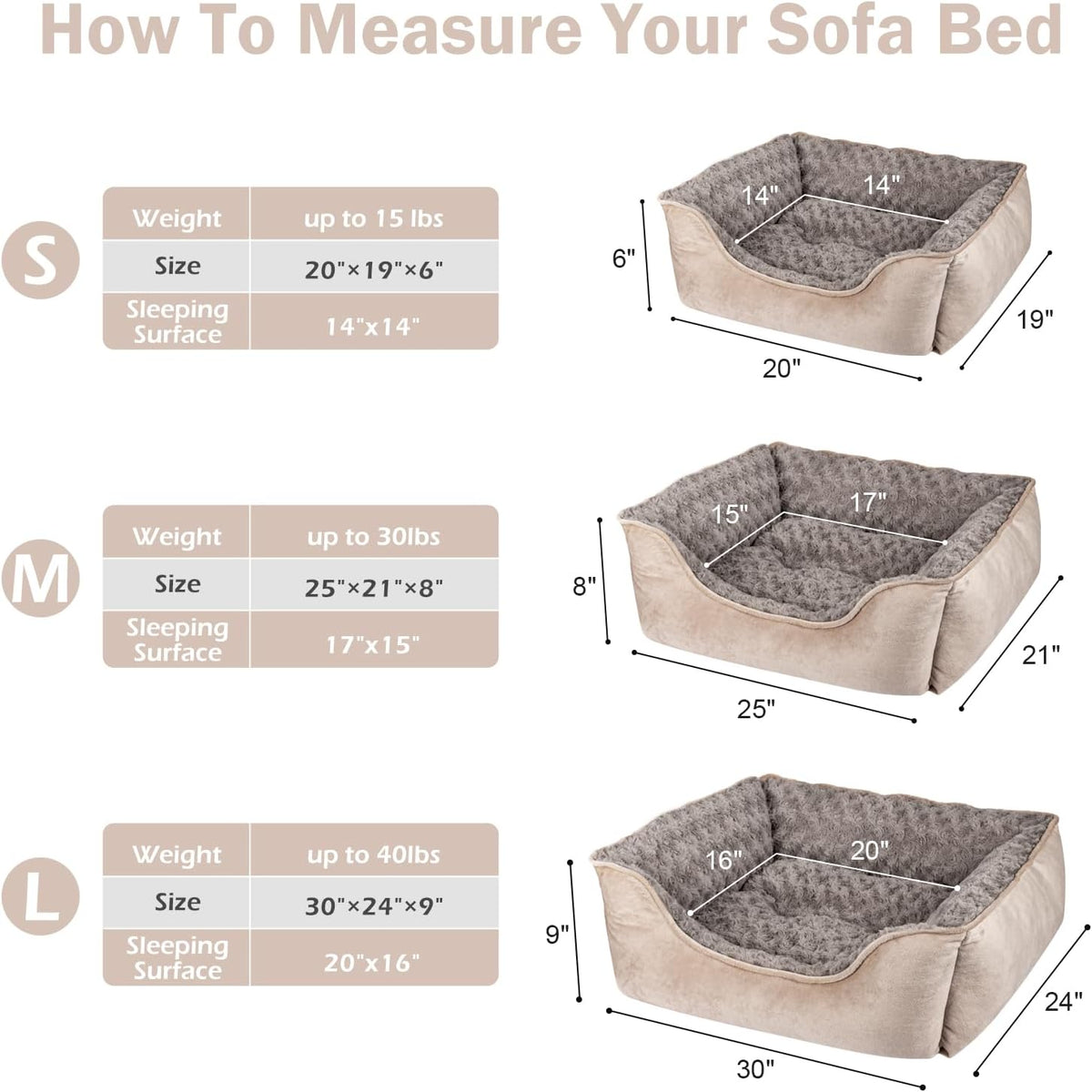joejoy rectangle dog bed for large medium small, side view