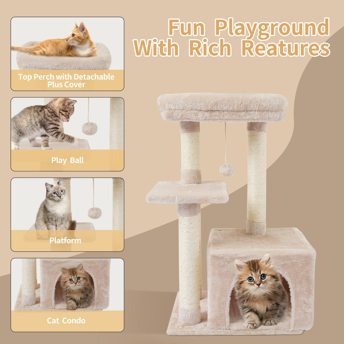 cute cat tree kitten cat tower condo cat, package contents