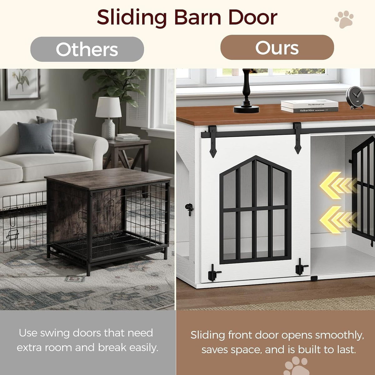 mahancris dog crate furniture, 31.5" farmhouse dog kennel showing dimensions
