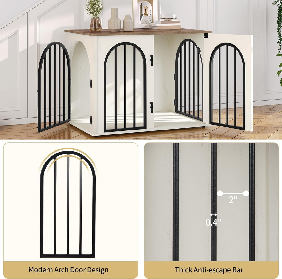 hzuaneri 31.5 in dog crate furniture,dog kennel indoor showing dimensions