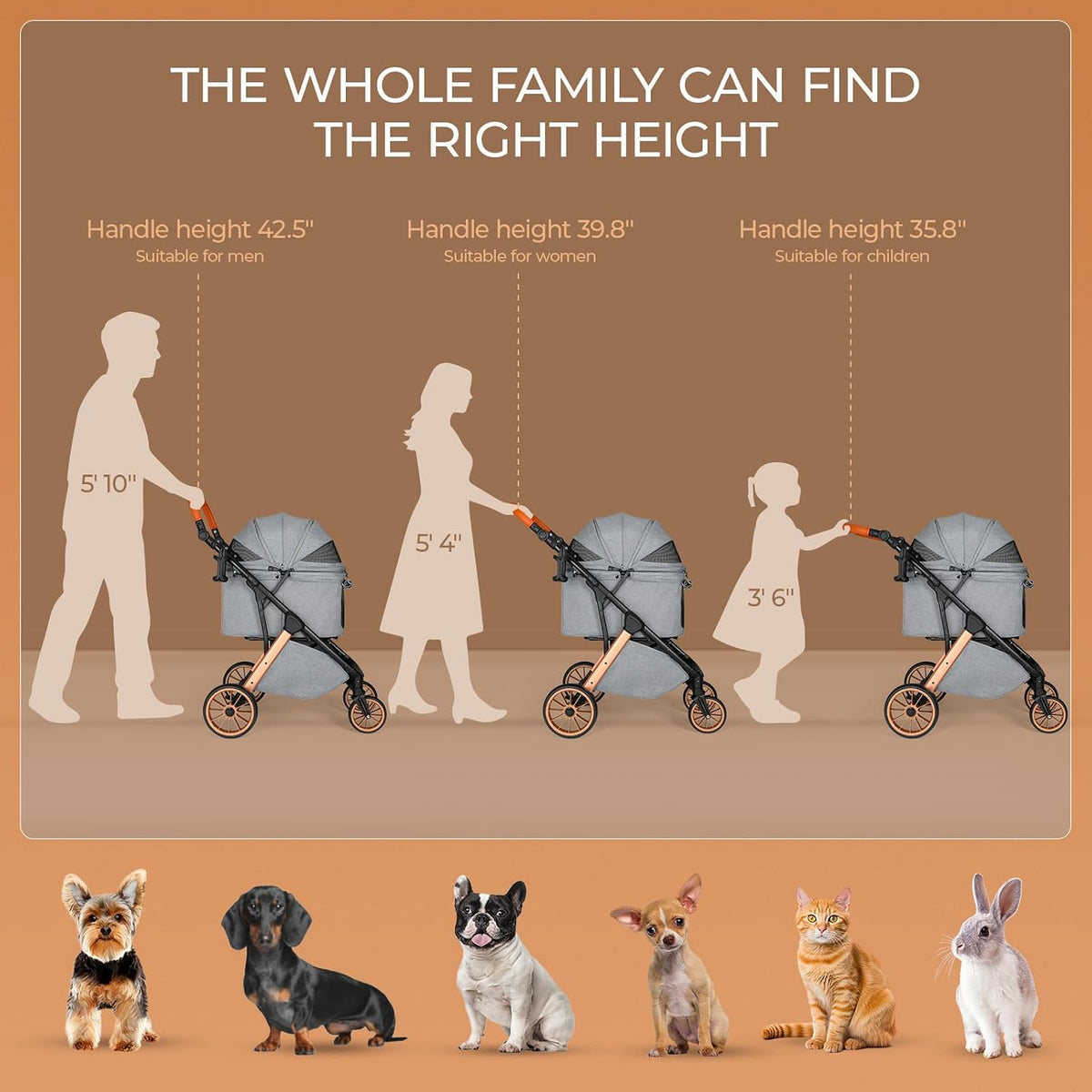 mamizo dog stroller for medium dogs up to, front angle view