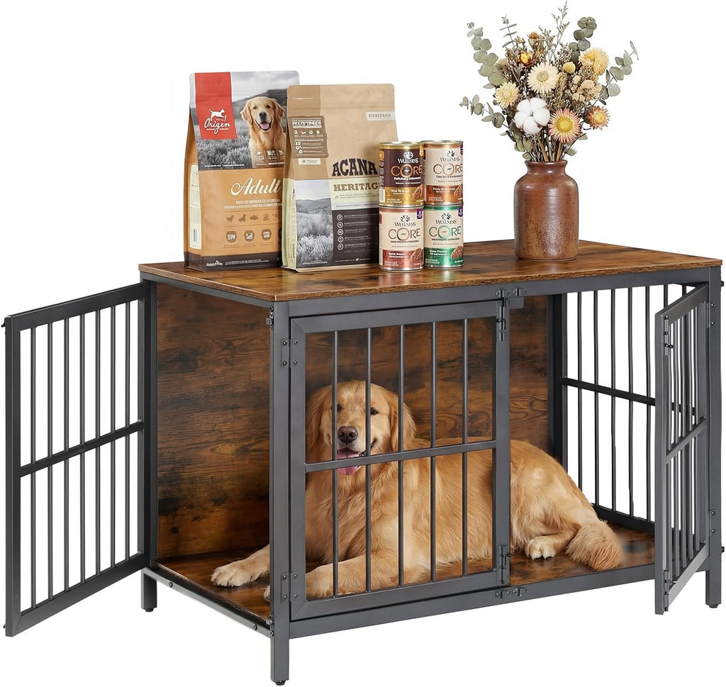 hoobro heavy duty dog crate furniture, 39.4" wooden, main product view