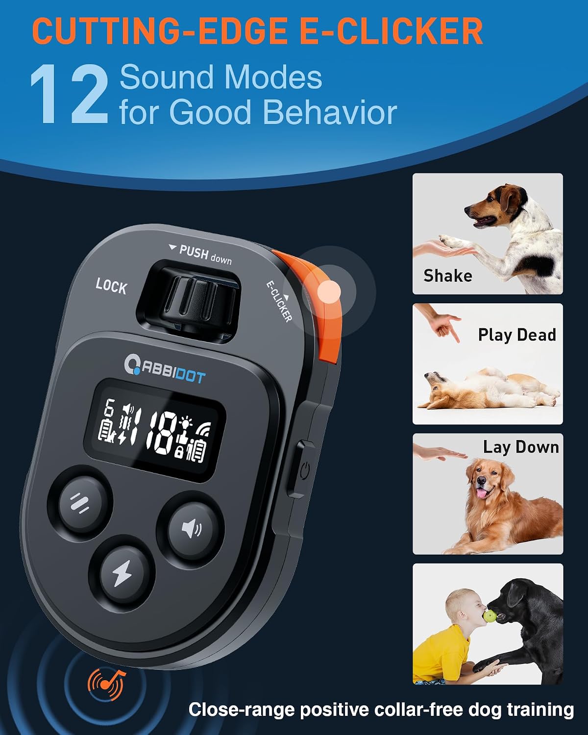 abbidot shock collar for dogs, 4500ft dogs training, side view