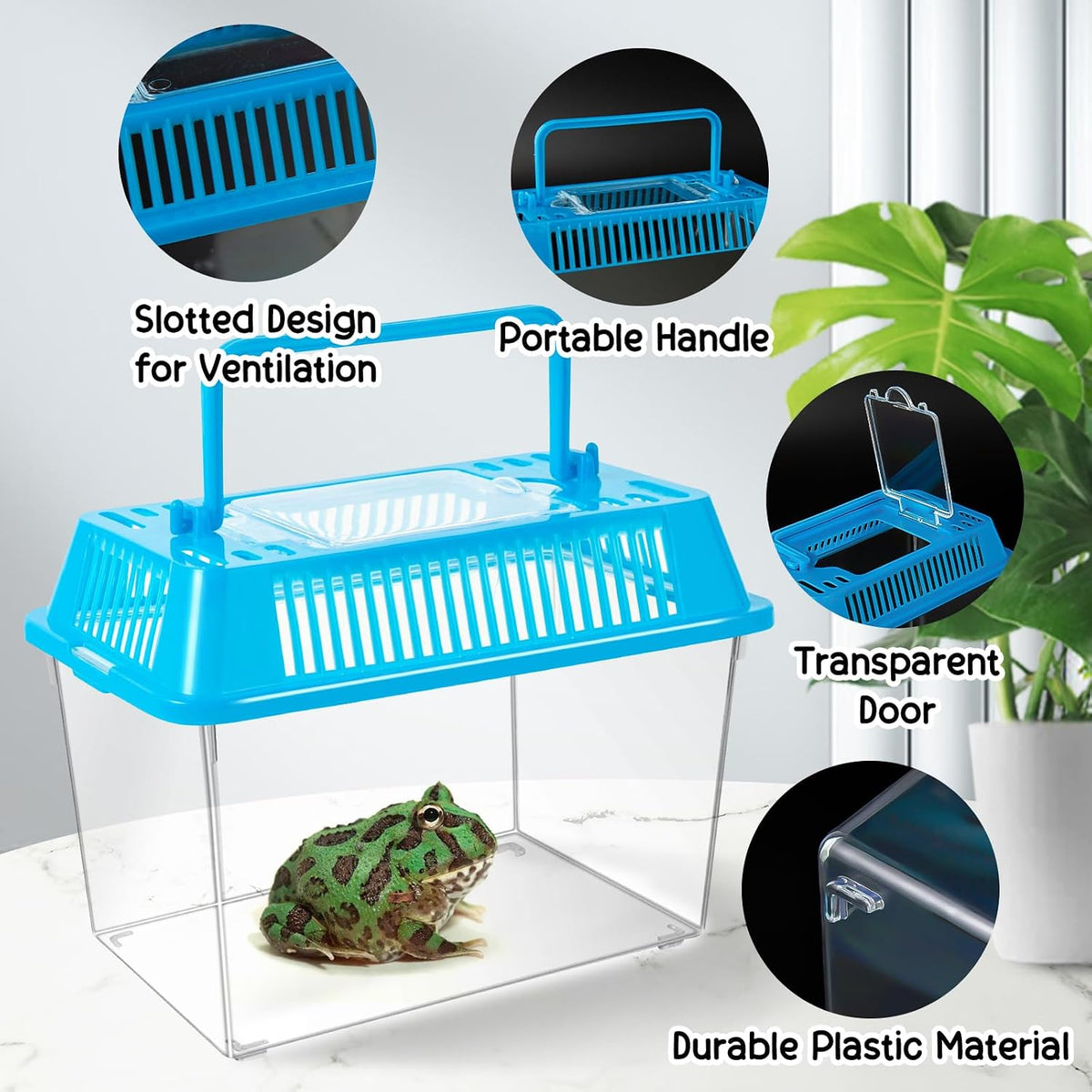 plastic reptile terrariums carrier cage, tarantula enclosure snake, side view