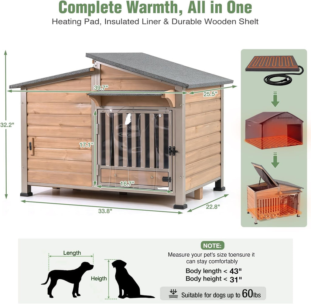 gutinneen heated dog house outdoor for large dogs, view 9