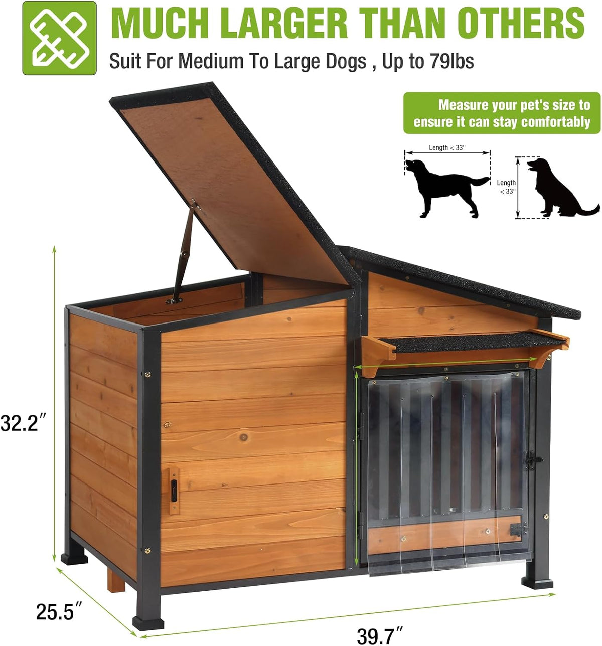 gutinneen dog house outdoor dog kennel with chew-proof on a desk or shelf