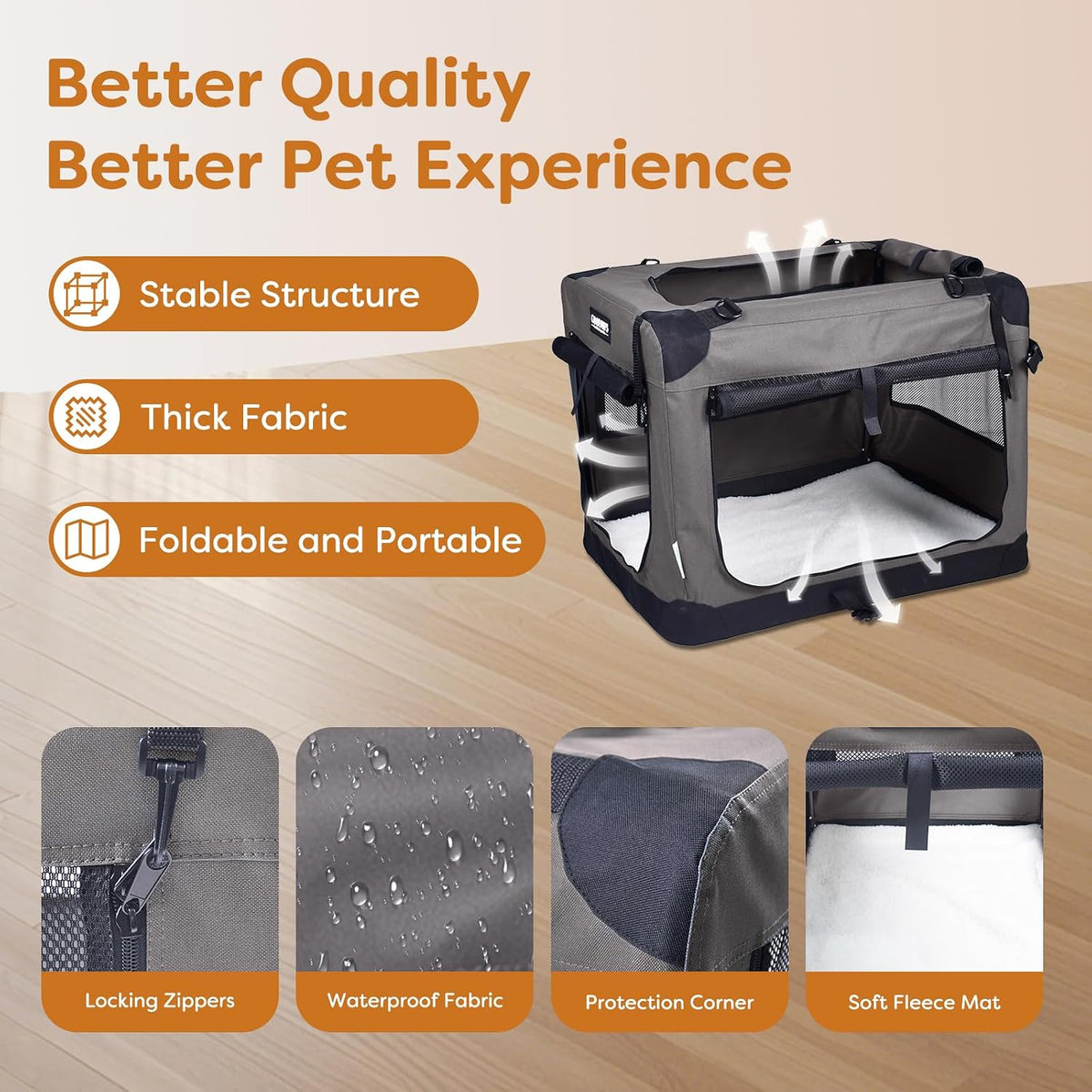 jespet 3 door soft dog crates kennel, collapsible shown in use