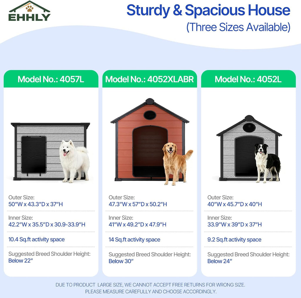 ehhly 57" extra large dog house outdoor,durable resin, close-up detail