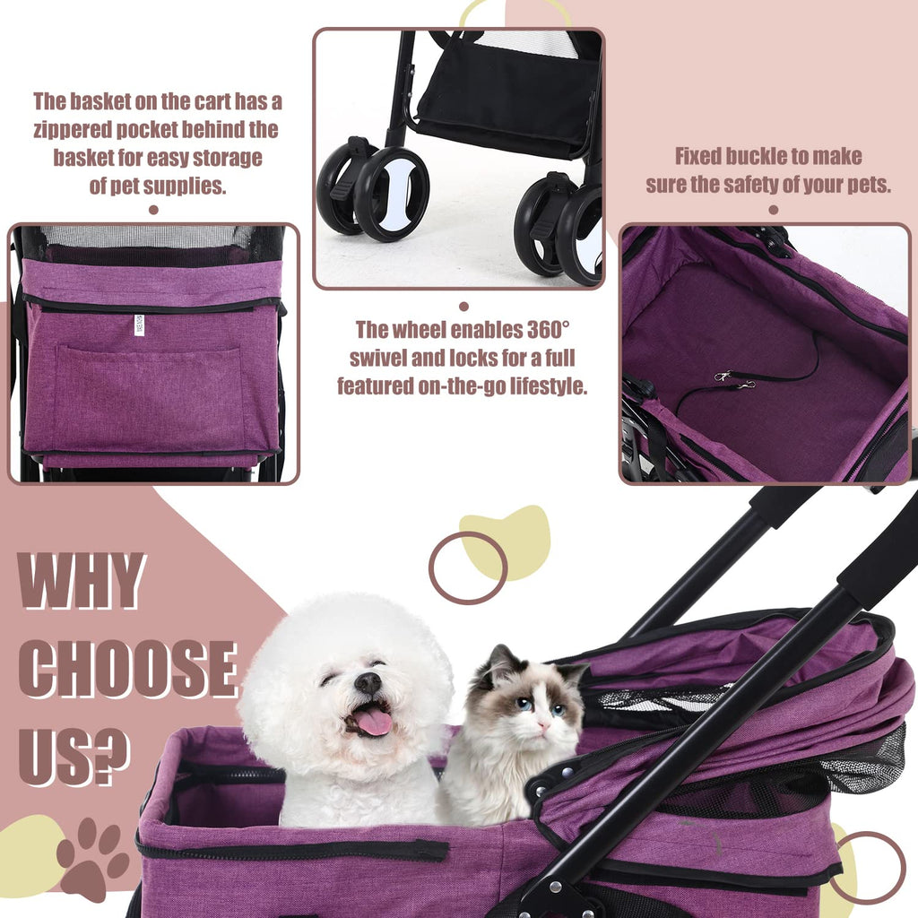 dog stroller 3-in-1 folding dog stroller for medium showing dimensions